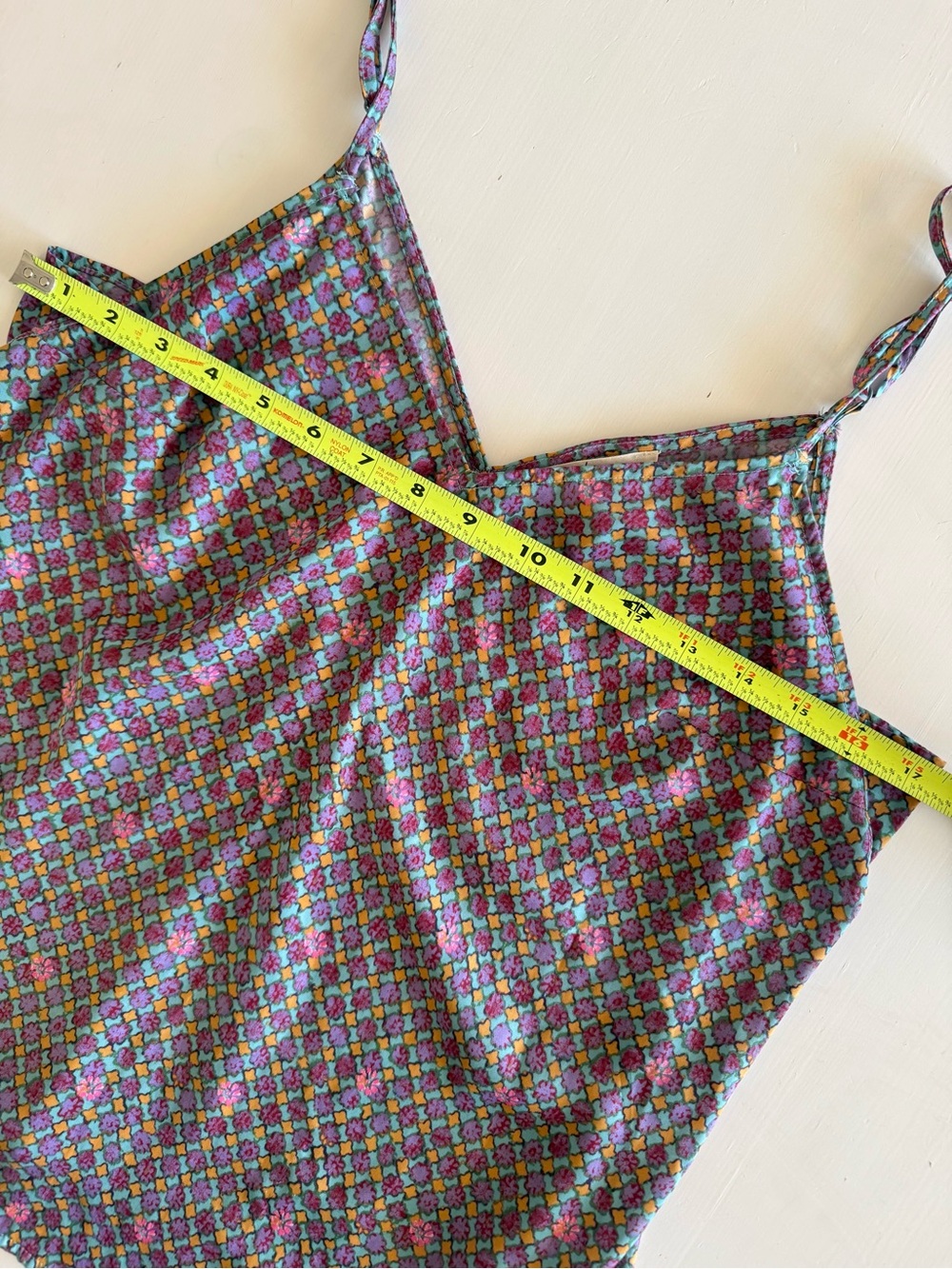 Anthropologie Floreat Purple Multi Floral Mosaic Print silky feel Cami tank top - Picture 6 of 7